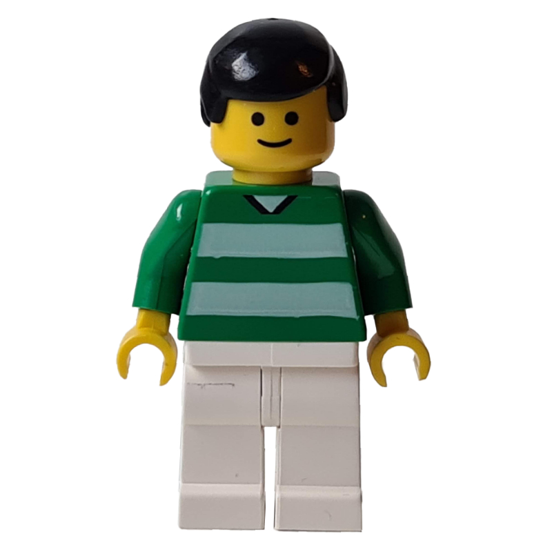 LEGO Soccer Player Green Torso, White Legs, Black Hair, Standard Face #7 (fig-006753)
