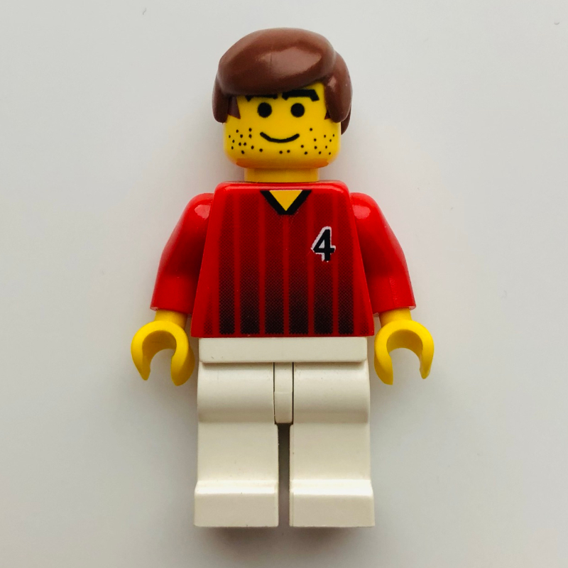 LEGO Soccer Player Red Torso, White Legs #4 (fig-006766)