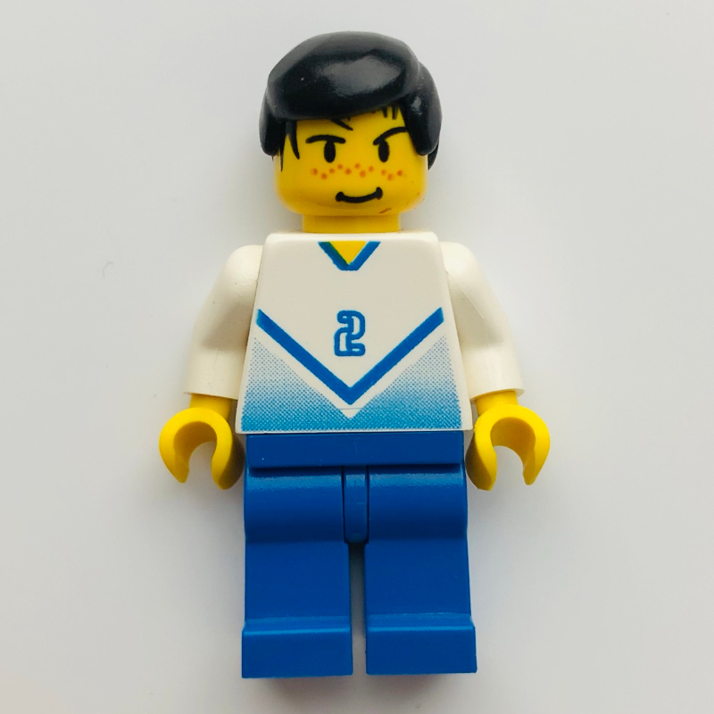 LEGO Soccer Player White Torso, Blue Legs #2 (fig-006768)