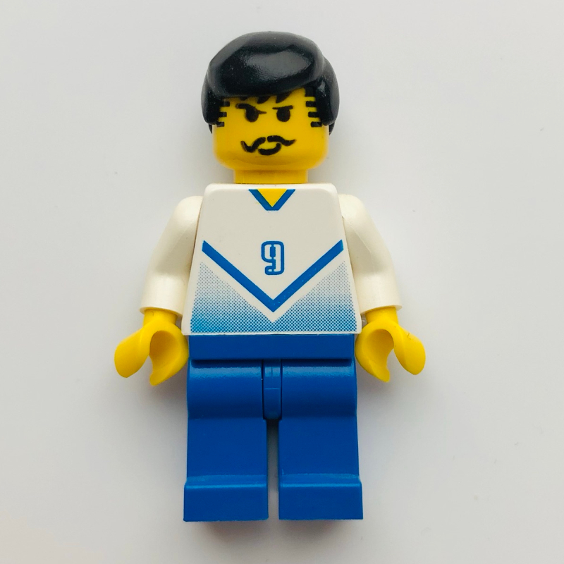 LEGO Soccer Player White Torso, Blue Legs #9 (fig-006770)