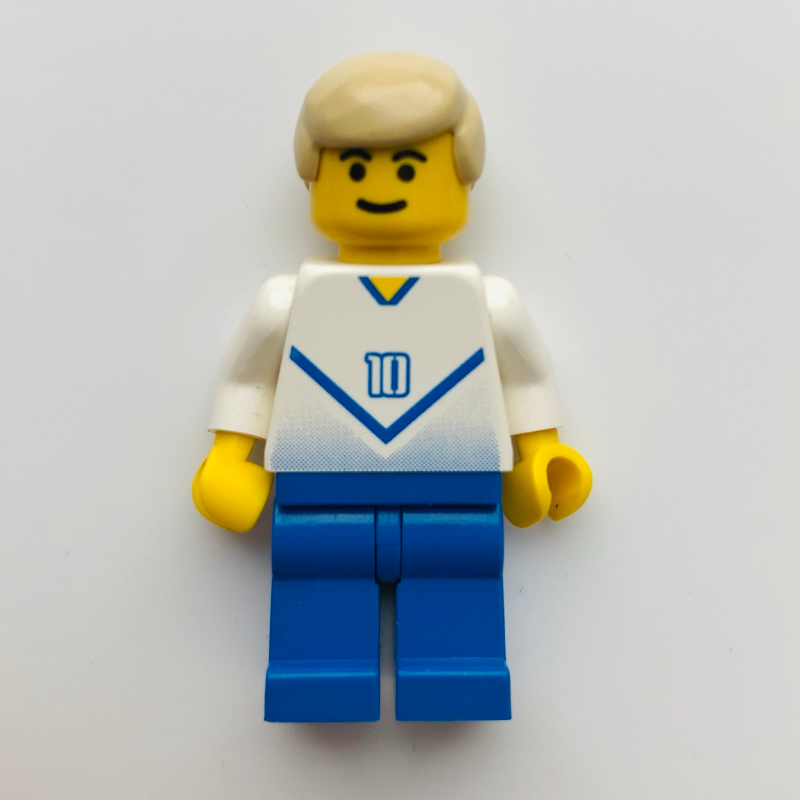 LEGO Soccer Player White Torso, Blue Legs #10 (fig-006771)