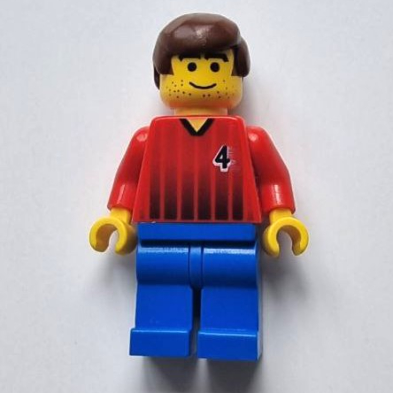 LEGO Soccer Player Red Torso, Blue Legs, #4 (fig-006779)