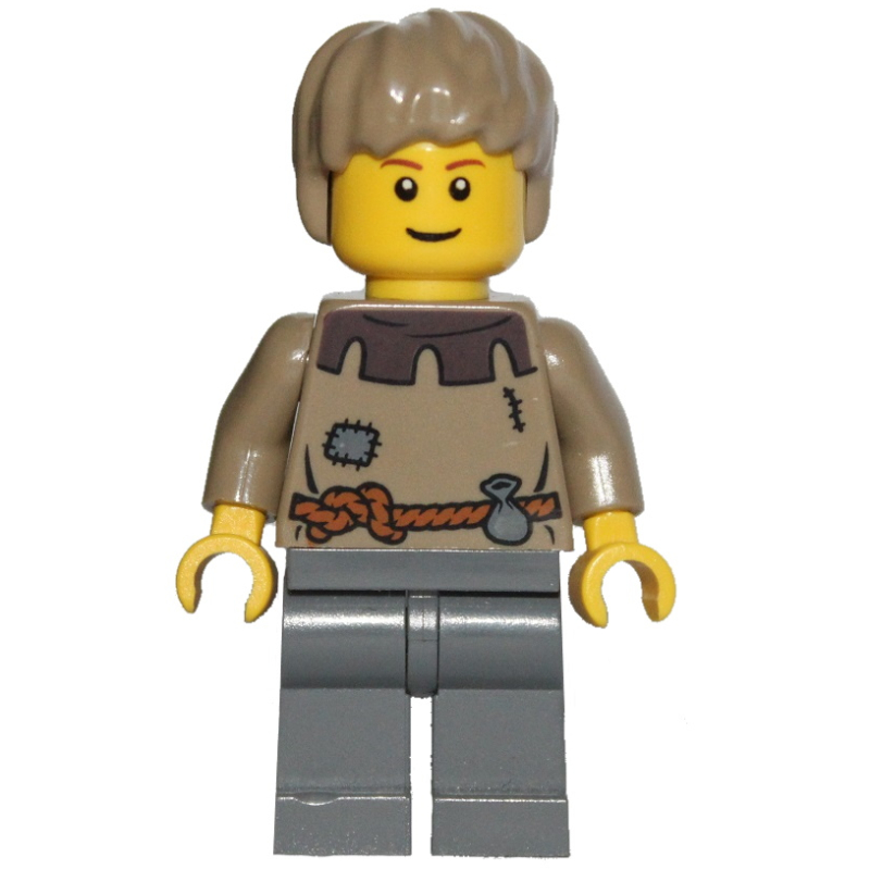 LEGO Peasant (Fantasy Era) - Dark Tan Hair (fig-006785)