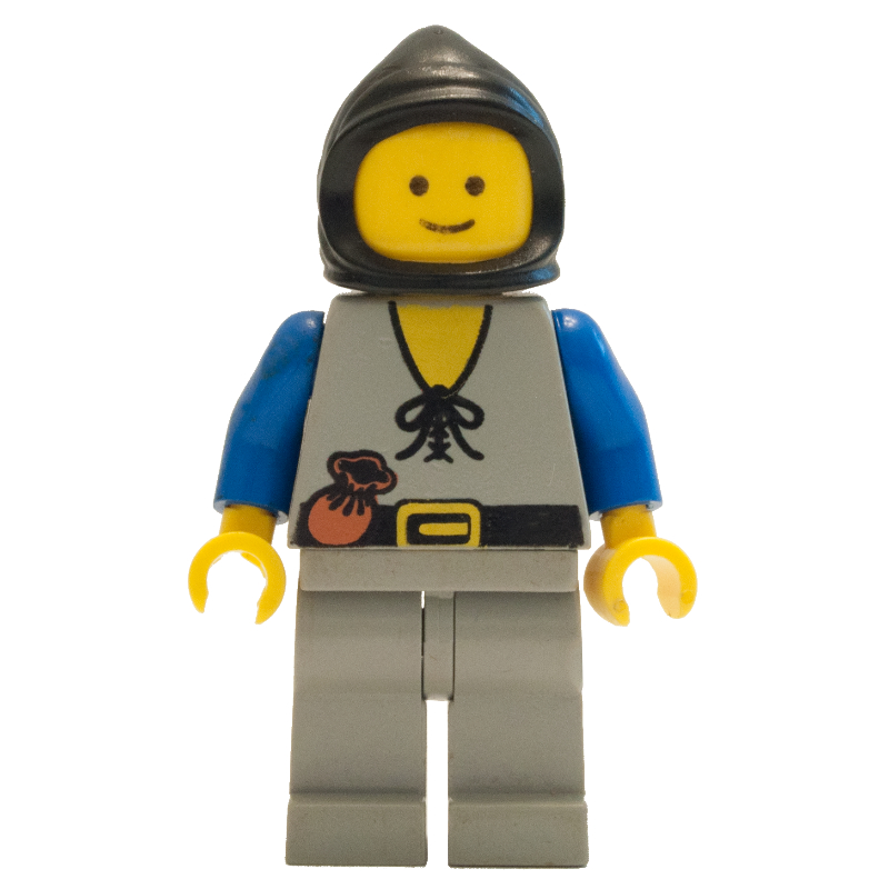 LEGO Peasant - Light Gray Legs, Black Hood (fig-006789)