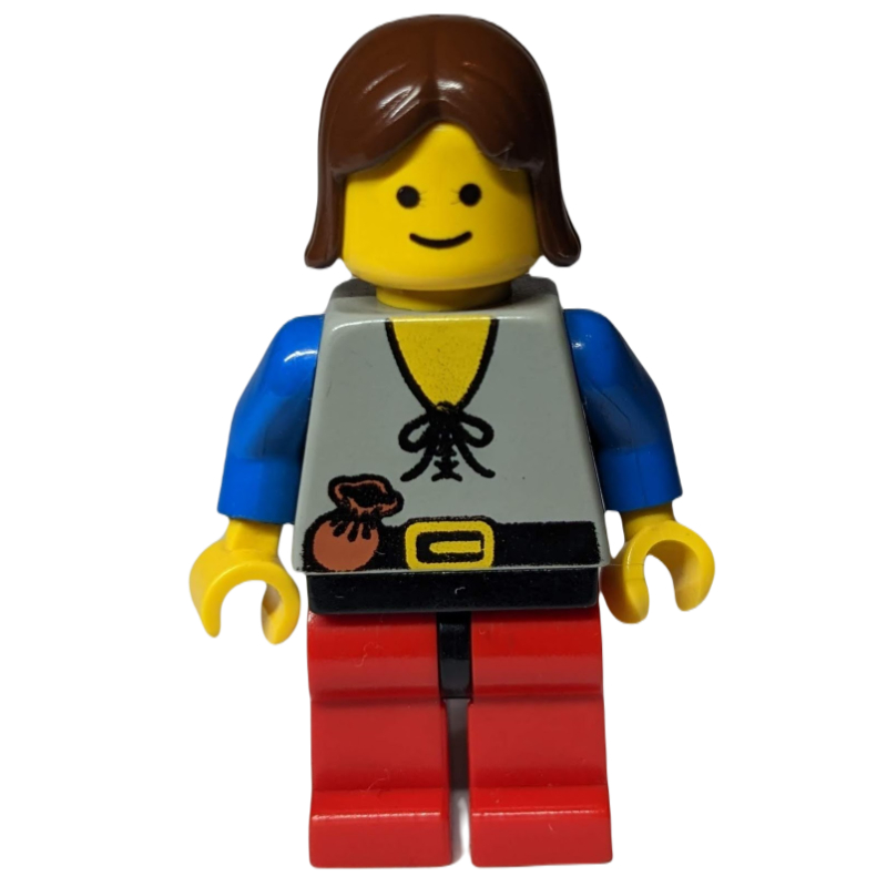 LEGO Peasant - Red Legs, Brown Hair (fig-006790)
