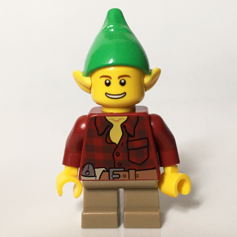 LEGO Elf, Dark Red Flannel Shirt, Bright Green Hat (fig-006806)