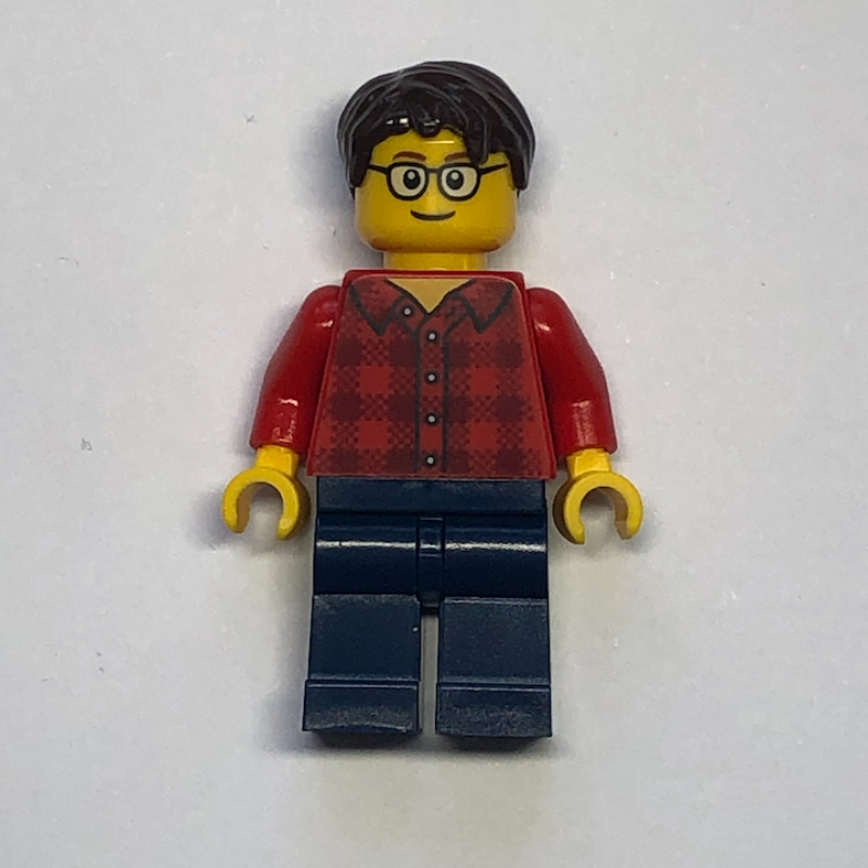 LEGO Man, Red Flannel Shirt, Dark Blue Legs, Glasses (fig-006813)