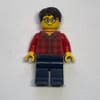 Man, Red Flannel Shirt, Dark Blue Legs, Glasses