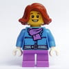 Girl, Medium Blue Jacket with Medium Lavender Scarf, Short Medium Lavender Legs, Dark Orange Hair