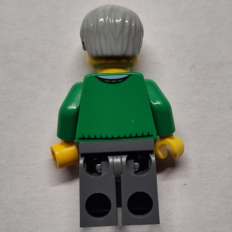 LEGO Man, Green V-Neck Sweater, Dark Bluish Gray Legs, Beard (fig-006828)