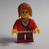 Girl, Cardigan Tied with Bow, Necklace, Short Dark Red Legs