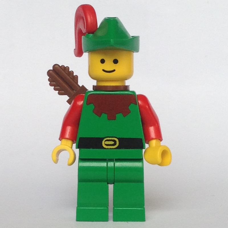 LEGO Forestman Archer (Forestmen) - Red, Green Hat, Red Plume (fig-006873)