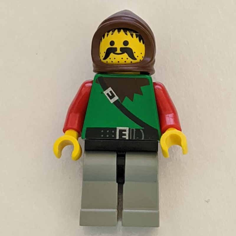 LEGO Forestman (Dark Forest) - Light Gray Legs, Brown Hood (fig-006879)