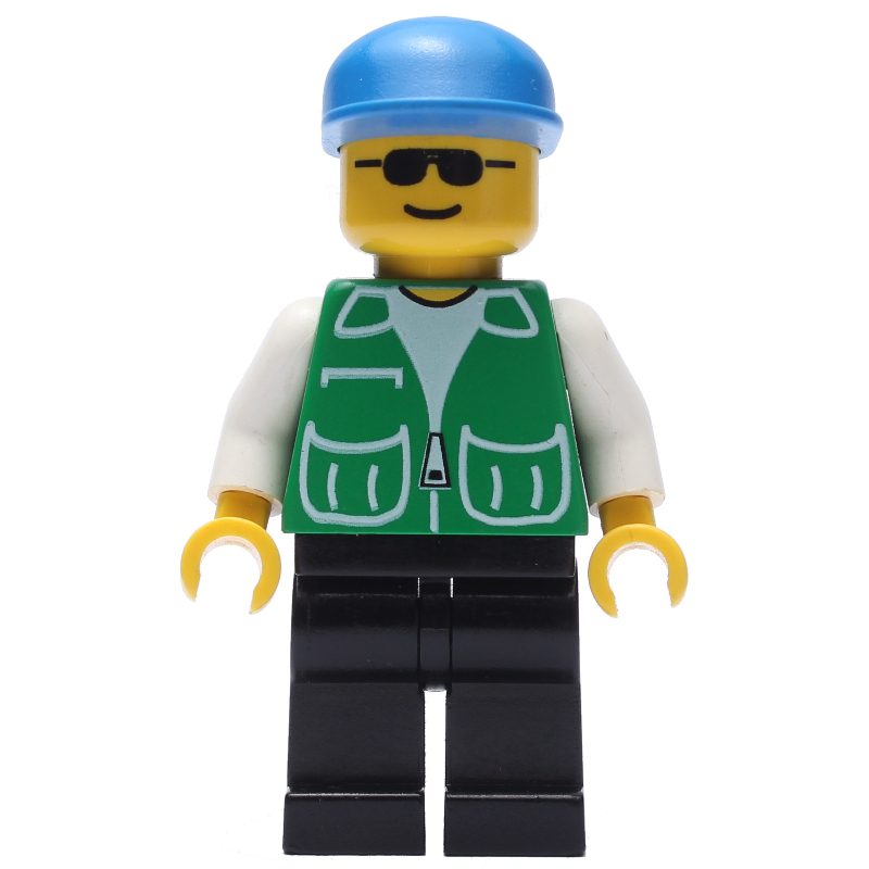 LEGO Man, Green Jacket, Black Legs, Blue Cap (fig-006891)