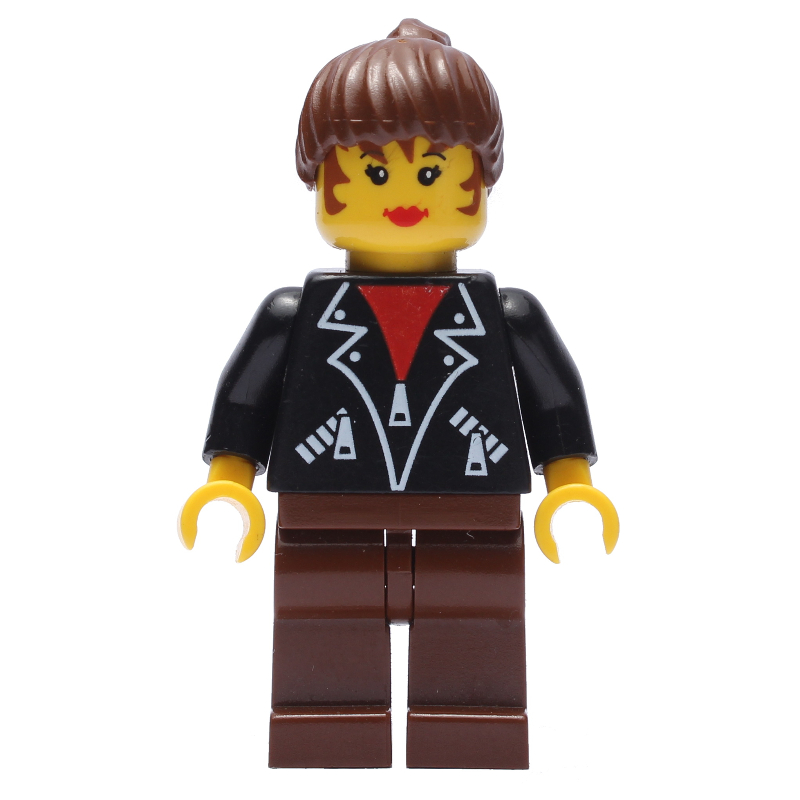 LEGO Woman - Black Jacket, Brown Legs (fig-006894)
