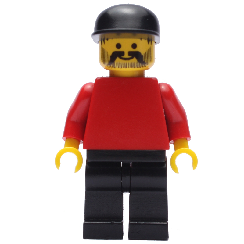 LEGO Man - Red Torso, Black Legs, Black Cap (fig-006895)