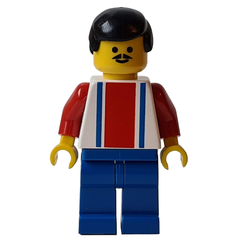 LEGO Soccer Player White Torso with Blue/Red Stripes, Blue Legs #4 (fig-006917)