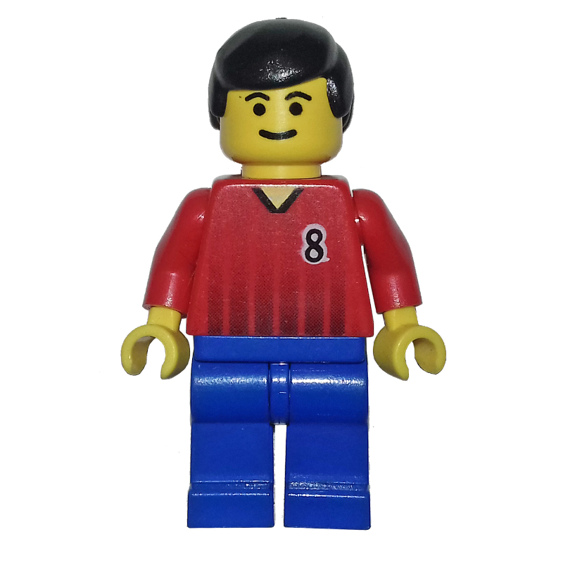 LEGO Soccer Player Red Torso, Blue Legs, #8 (fig-006923)