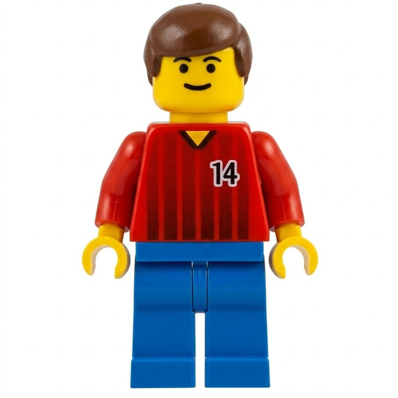 Soccer Player Red Torso, Blue Legs, #14