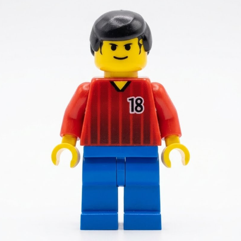 Soccer Player Red Torso, Blue Legs, #18