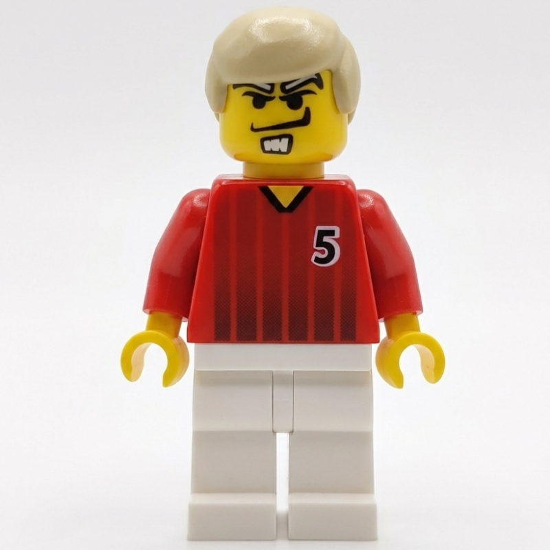 LEGO Soccer Player Red Torso, White Legs, #5 (fig-006936)