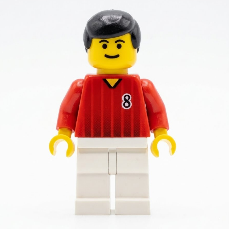 Soccer Player Red Torso, White Legs, #8