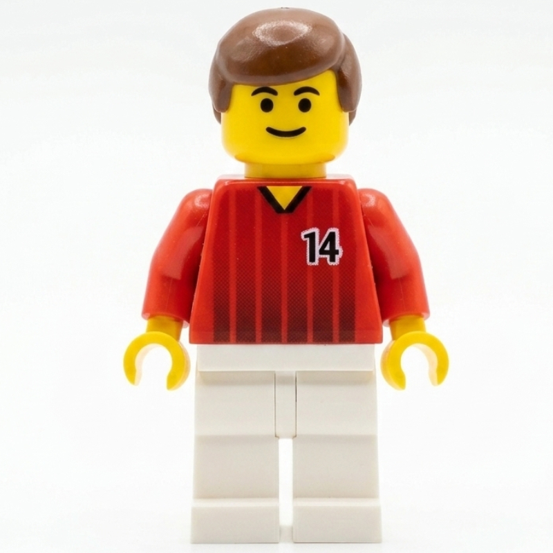 LEGO Soccer Player Red Torso, White Legs, #14 (fig-006939)