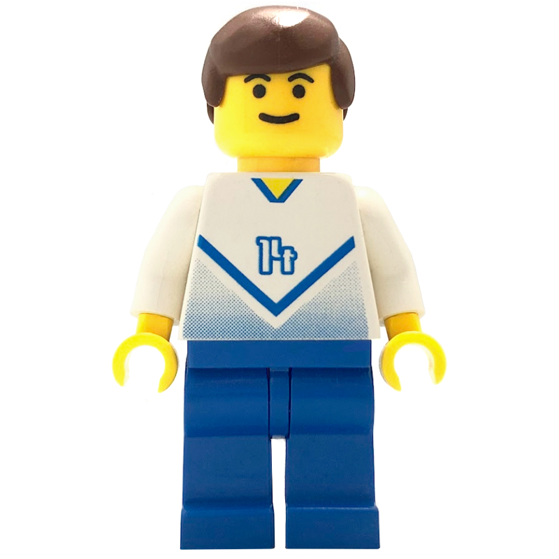 LEGO Soccer Player White Torso, Blue Legs, #14 (fig-006943)
