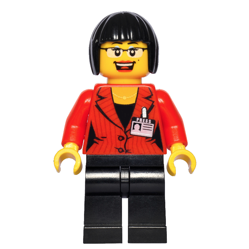 LEGO Reporter, Red Jacket with Name Badge, Glasses (fig-006996)