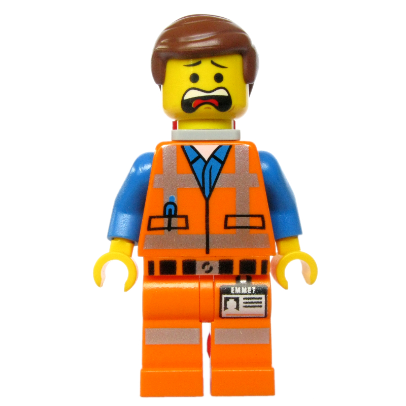 LEGO Emmet, Piece of Resistance, Eyebrows, Happy / Scream, Red Plate (fig-007035)