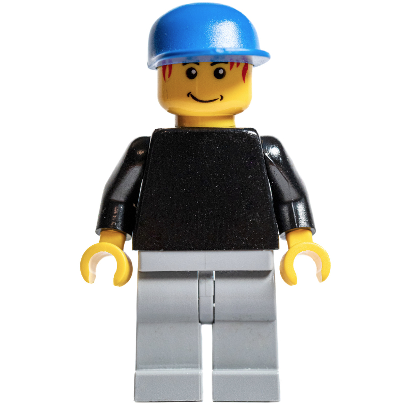 LEGO Soccer Player Goalie Black Torso, Light Bluish Gray Legs, Blue Cap (fig-007118)