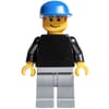 Soccer Player Goalie Black Torso, Light Bluish Gray Legs, Blue Cap