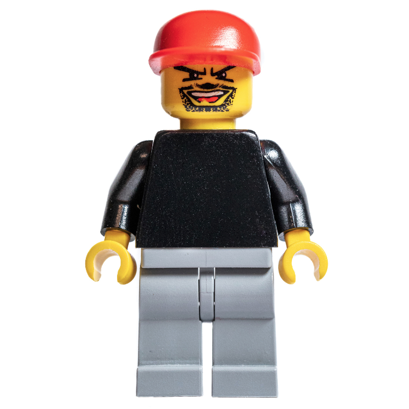 LEGO Soccer Player Goalie Black Torso, Light Bluish Gray Legs, Red Cap (fig-007119)