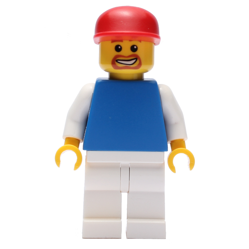 LEGO Man - Blue Torso, White Arms, White Legs, Red Cap (fig-007120)