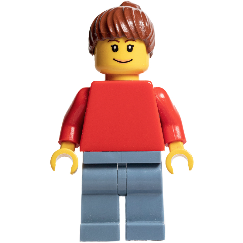 LEGO Woman - Red Torso, Sand Blue Legs (fig-007121)