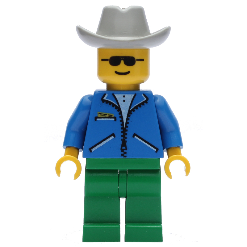 LEGO Man - Blue Jacket, Green Legs, Light Grey Cowboy Hat (fig-007134)