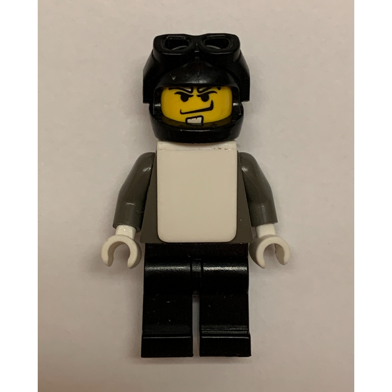 LEGO Snowboarder, Dark Gray, Black Helmet, White Vest (fig-007147)