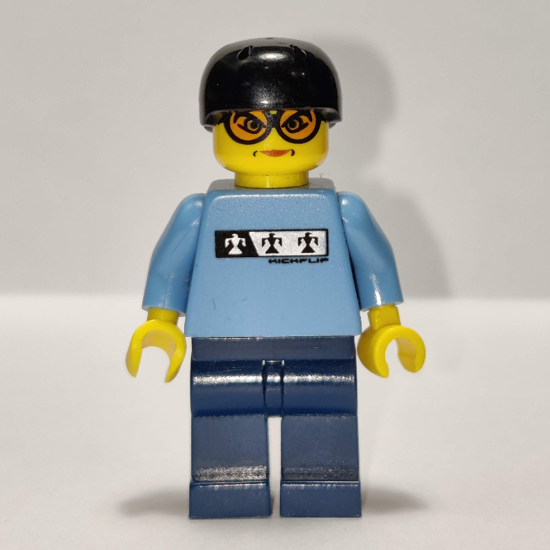 LEGO Skateboarder, Medium Blue, Black Helmet (fig-007149)