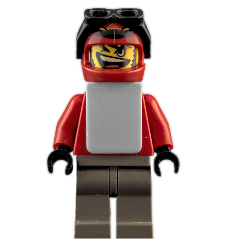 LEGO Snowboarder, Red, Dark Gray Legs, White Vest (fig-007152)