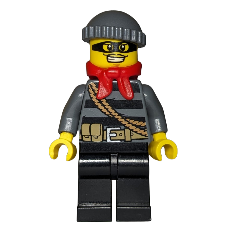 LEGO Robber, Striped Sweater with Rope and Belt, Black Eyemask, Red Scarf (fig-007156)