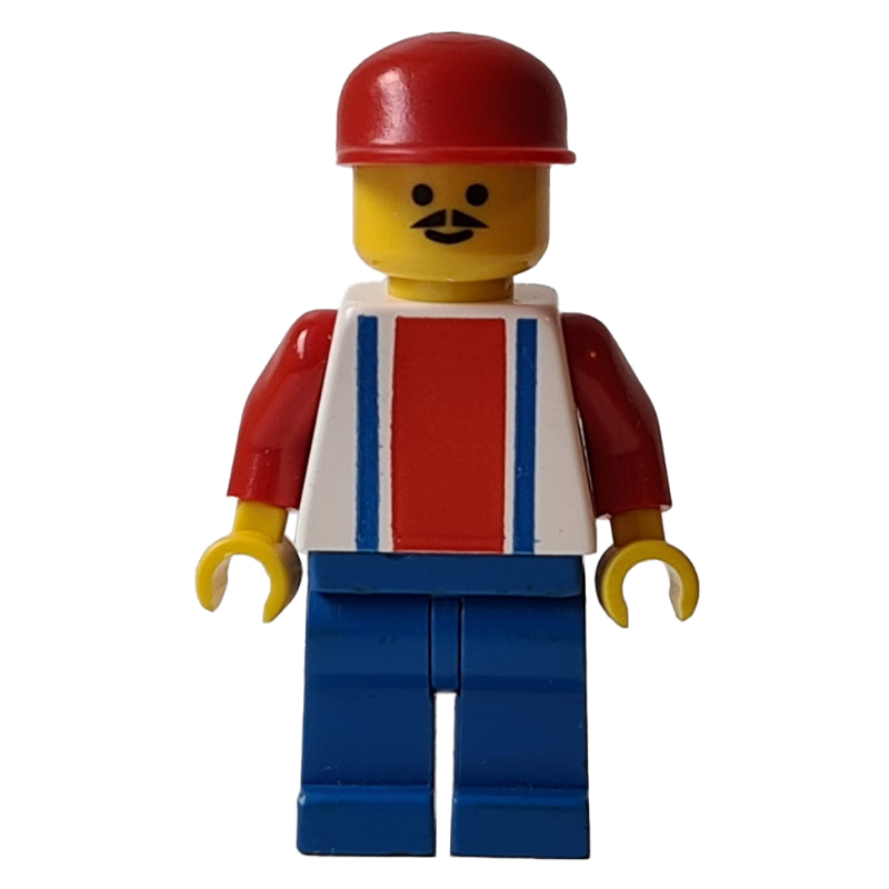 LEGO Soccer Player White Torso with Blue/Red Stripes, Blue Legs #9 (fig-007171)
