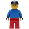 Soccer Player Goalie Blue Torso, Red Legs, Black Cap