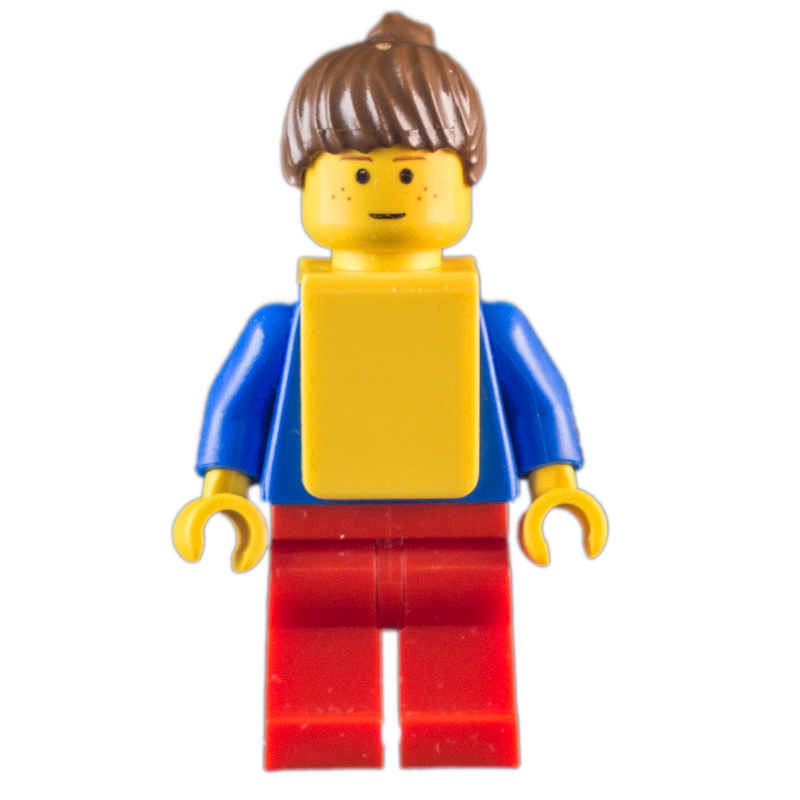 LEGO Soccer Player Blue Torso, Red Legs, Yellow Vest, Female 4 (fig-007180)