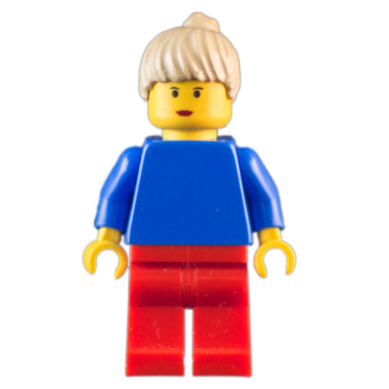 LEGO Soccer Player Blue Torso, Red Legs, Yellow Vest, Female 5 (fig-007181)
