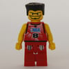 Basketball Player, Red Torso, Red Legs #8, Black Hair