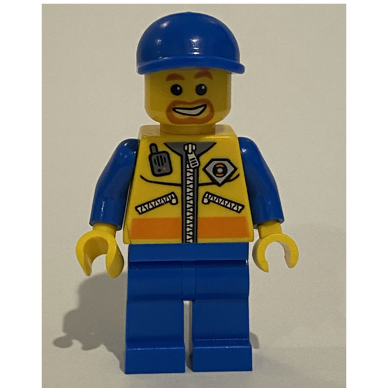 LEGO Coast Guard, Yellow Jacket with Zipper, Radio and Badge, Blue Cap, Goatee Beard (fig-007246)