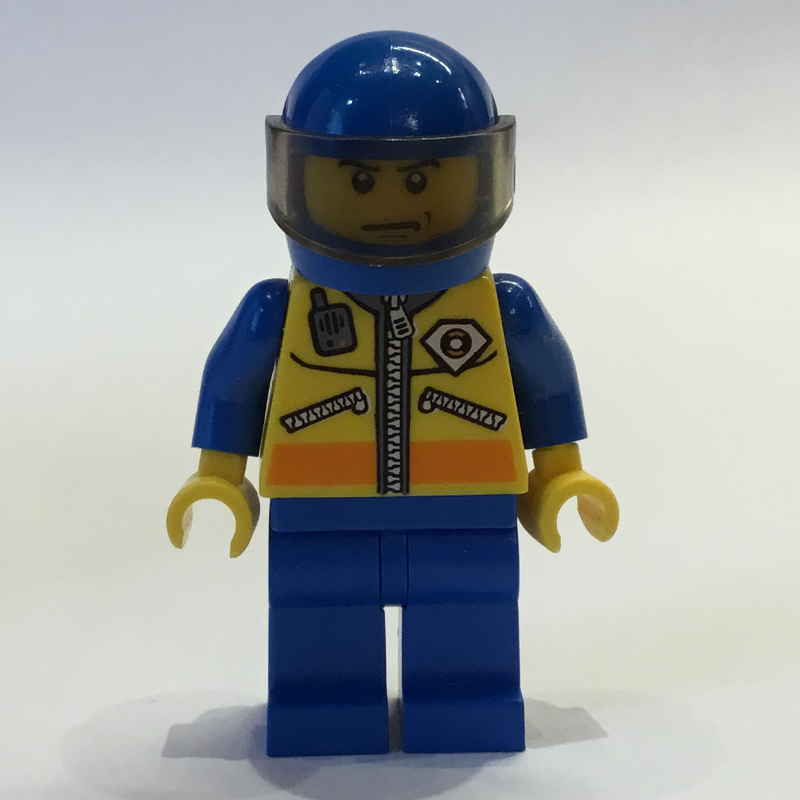 LEGO Coast Guard, Yellow Jacket with Zipper, Radio and Badge, Blue Helmet with Visor (fig-007247)