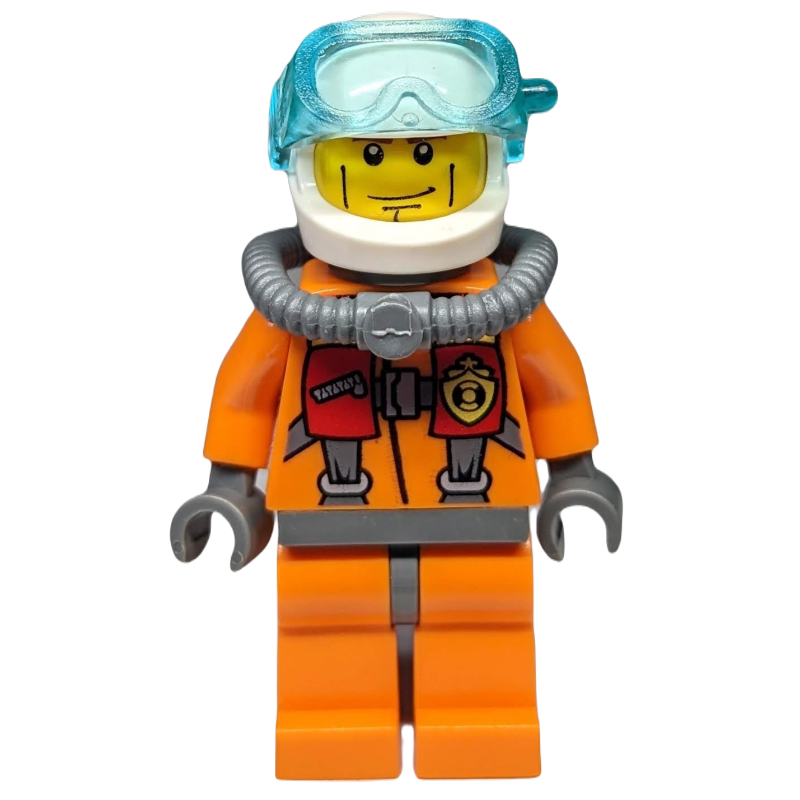 LEGO Coast Guard Diver, Orange, White Helmet, Airtank, Mask (fig-007253)