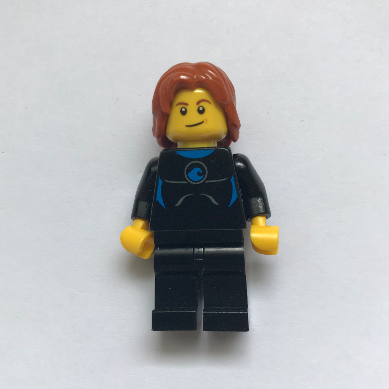 LEGO Man, Black Wetsuit, Mid-Length Dark Orange Hair (fig-007259)