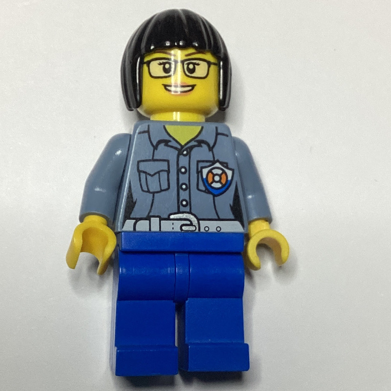 LEGO Coast Guard, Woman, Sand Blue Shirt with Badge, Glasses (fig-007269)